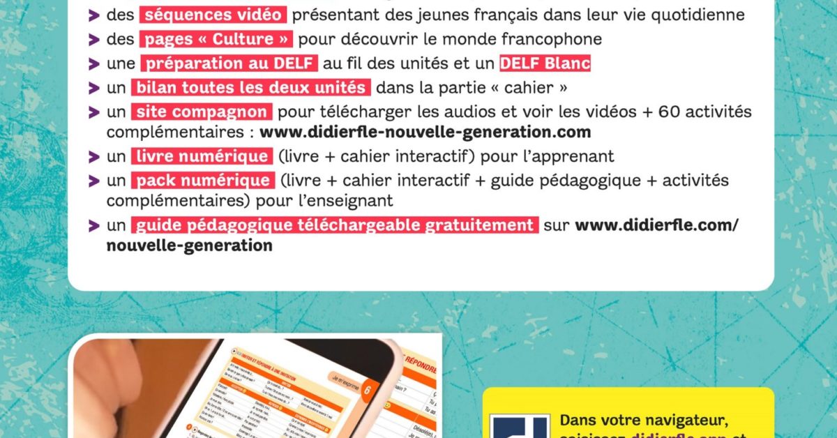 Nouvelle Génération A1 – Livre + Cahier + didierfle.app – Didier FLE